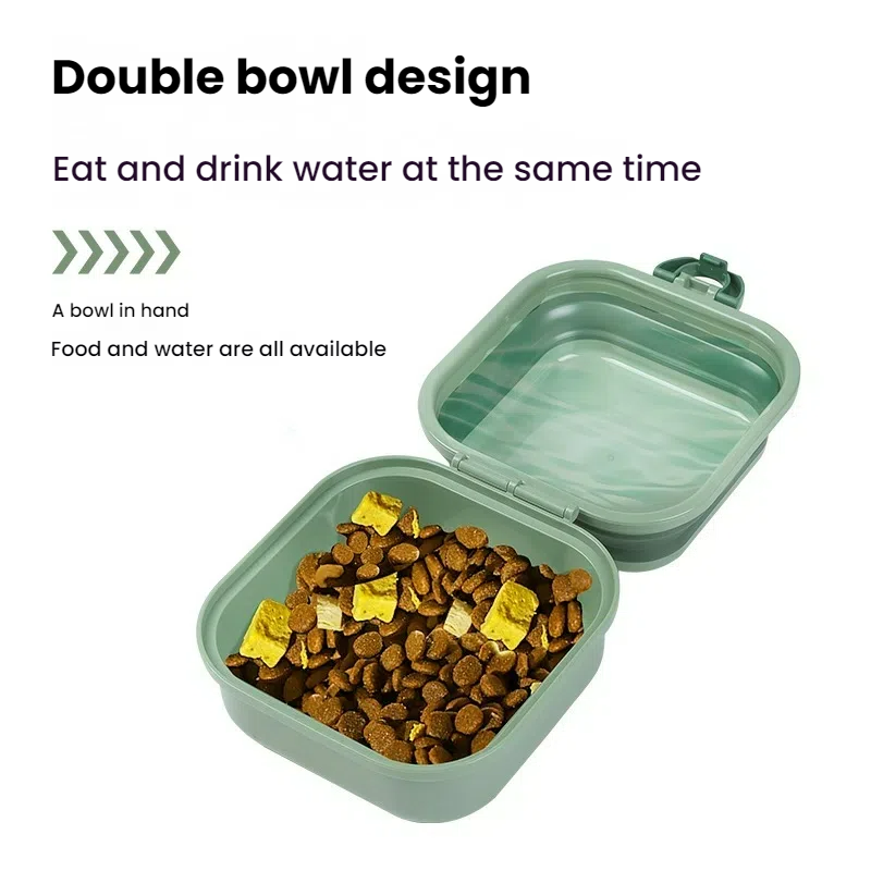 Adjustable Foldable Double Pet Bowl Lightweight Portable for Travel