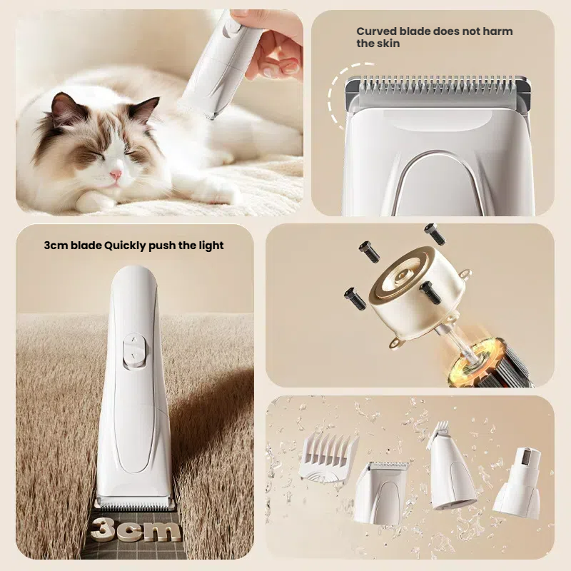 3 in 1 Electric Pet Grooming Kit for Hair Trimming Nail Grinding and Paw Care