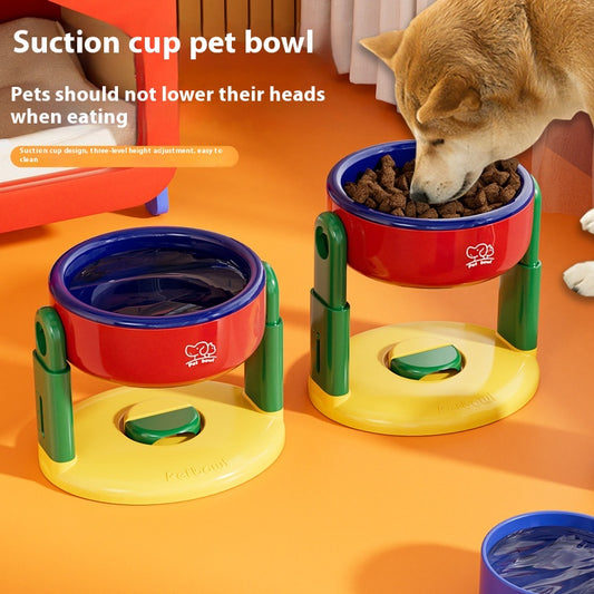 🐾 Adjustable Elevated Pet Bowl with Suction Base – Ergonomic & Spill-Proof Design