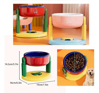 🐾 Adjustable Elevated Pet Bowl with Suction Base – Ergonomic & Spill-Proof Design