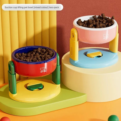 🐾 Adjustable Elevated Pet Bowl with Suction Base – Ergonomic & Spill-Proof Design
